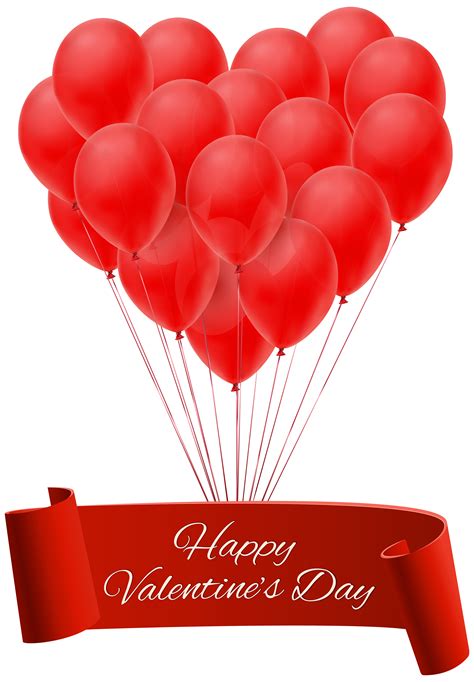 Looking for valentines day background images? Happy Valentine's Day Banner with Balloons PNG Clip Art ...