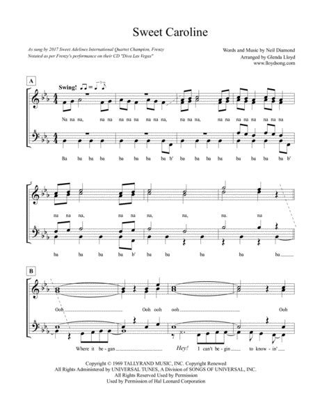 Sweet Caroline Violin Free Music Sheet
