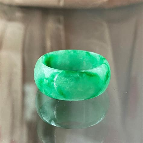 Vintage Natural Green Jadeite Jade Band Ring Size 7 75 Etsy