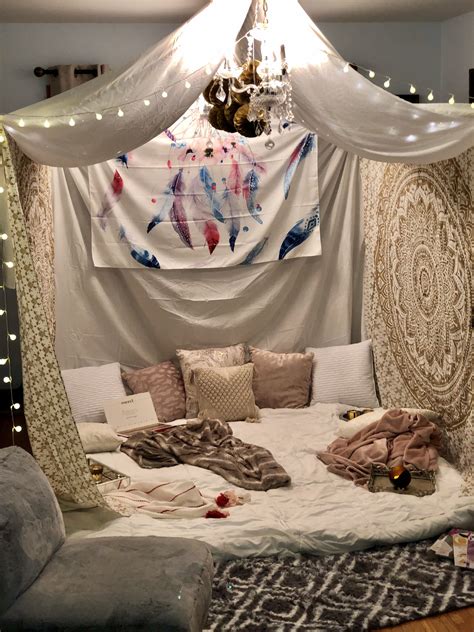 Ladies Night In Blanket Fort Sleepover Room Living Room Fort Room