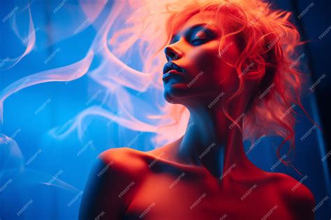 Premium Ai Image A Woman With Red Hair And Smoke Coming Out Of Her Mouth