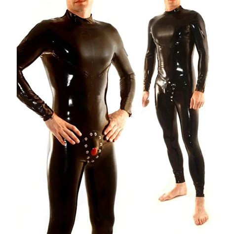 Men Black Latex Jumpsuits Sexy Rubber Catsuits For Gentlemen Plus Size Hot Sale Customize