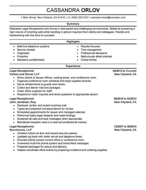 Professional Reception Job Description Template Doc In 2021 Resume