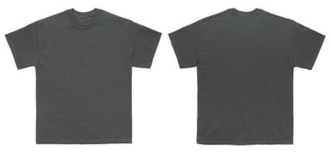 Blank T Shirt Color Charcoal Template Front And Back View Stock Photo