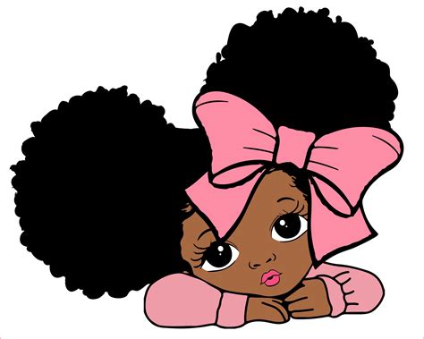 Peekaboo Girl With Puff Afro Ponytails Svg Cute 1010129
