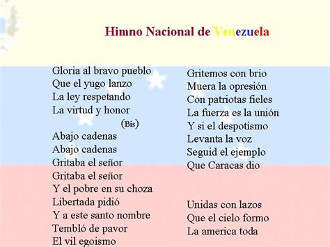 Letra Del Himno Nacional De Venezuela Imagui