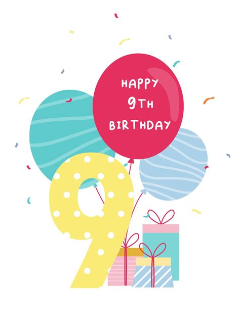 Custom Printable 9th Birthday Greeting Downloadable 9th Etsy