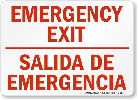 Bilingual Exit Signs Salida Signs