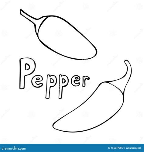 Set Of Vector Hand Drawn Outline Jalapeno Peppers Stock Vector