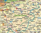 Map of Sauerland (Region in Germany, Noth Rhine-Westphalia) | Welt-Atlas.de