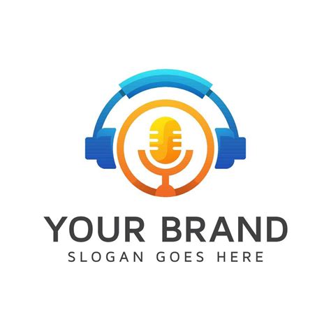 Modern Color Podcast Logo Best Music Logo Headphone With Mic Element