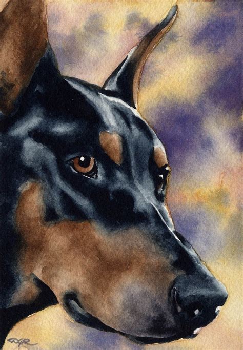 Doberman Pinscher Dog Art Print Signed By Artist Dj Rogers Via Etsy