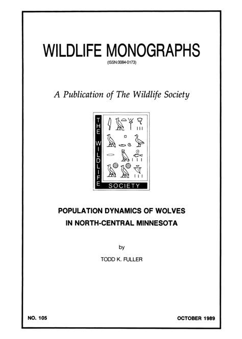 Pdf Population Dynamics Of Wolves In Northcentral Minnesota
