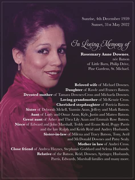 Rosemary Downes | Lyndhurst Funeral Home Barbados