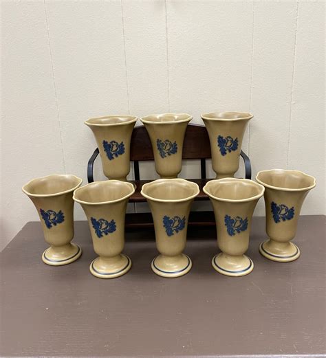 Set Of Pfaltzgraff Ironstone Folk Art Pattern Footed Ice Etsy