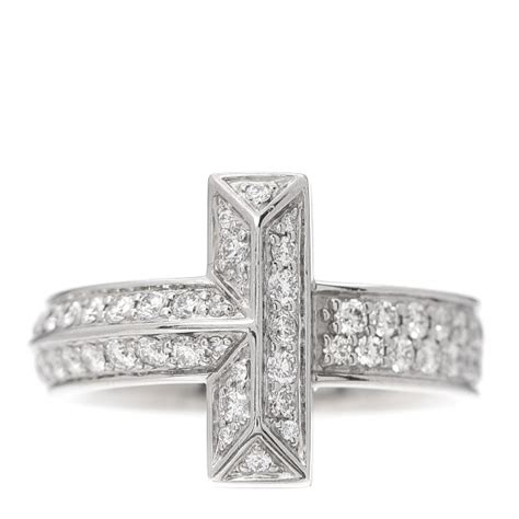 Tiffany 18k White Gold Diamond T T1 Wide Ring 46 375 676707 Fashionphile