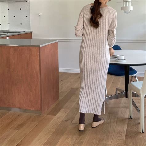 Cashmere Blended Sweater Dress Maxi Long Wool Dress Rib Etsy