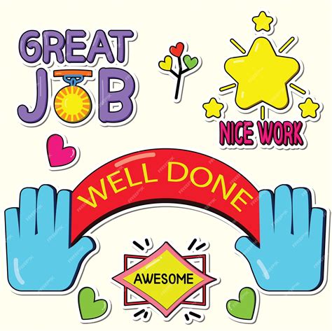 Premium Vector Well Done And Great Job Stickers Collection