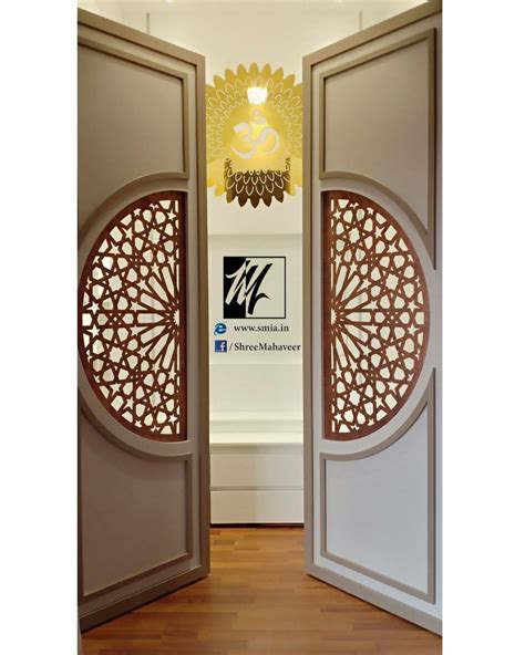 Metal Mandir Door Jali And Om Pvd Coating Pooja Room Door Design Steel