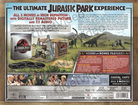 Jurassic Park Ultimate Trilogy T Set Blu Ray Digital Copy