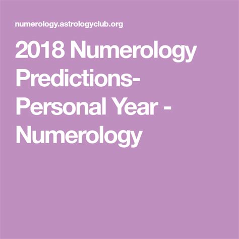 2018 Numerology Predictions Personal Year Numerology Numerology