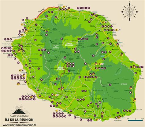 Carte Routière Et Touristique De La Réunion Carte De La Réunion
