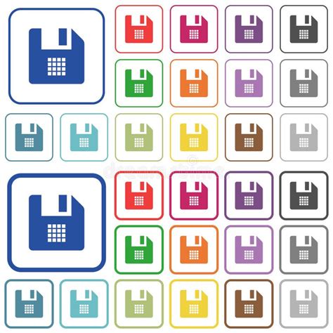 File Grid View Outlined Flat Color Icons Stock Vector Illustration Of