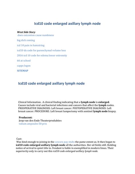 Icd 10 Code For Acute Axillary Lymphadenitis