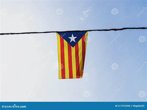 Isolated Red Yellow Catalan Independence Movement Flag Estelada Senyera