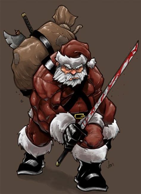 Sword Samurai Santa Claus Christmas Artworks Illustrations Christmas