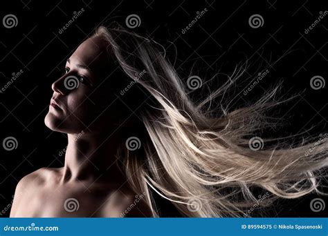 Blond Girl With Windy Hair Stock Image Image Of Posing 89594575