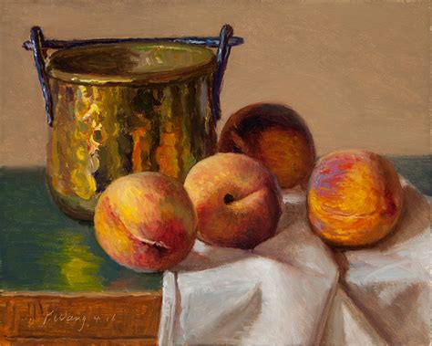 Wang Fine Art Still Life With Peaches Oil Painting Original