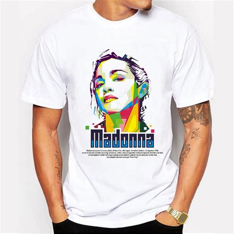 New Painting Summer Fashion Men White T Shirt Madonna Famous Singer Printed Short Sleeve T Shirt