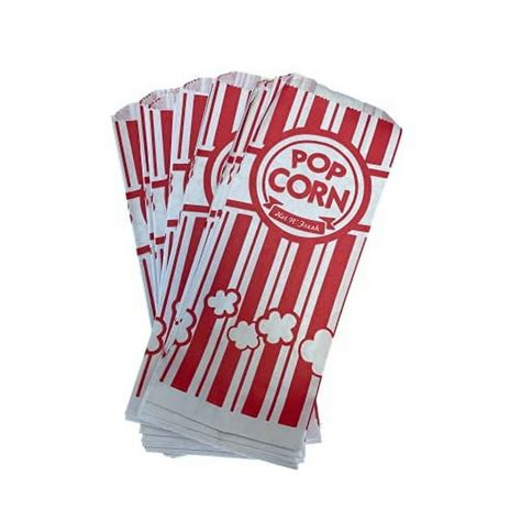 Paper Popcorn Bags Red And White Striped For Parties Carnivals Movie