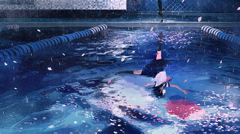 Anime Rain Umbrella Girl Wallpaper 1600x900 704116