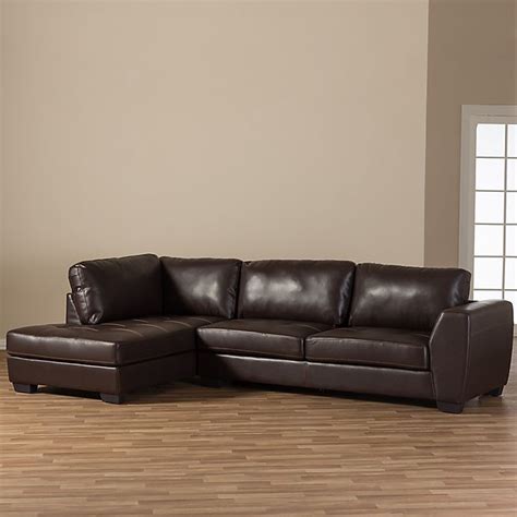 Baxton Studio Leather Sectional Sofa Baci Living Room