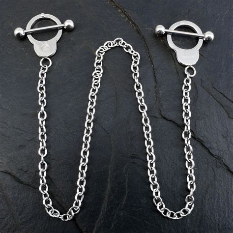 Nipple Piercing Chain Handcuffs Surgical Steel BDSM Intimate Body