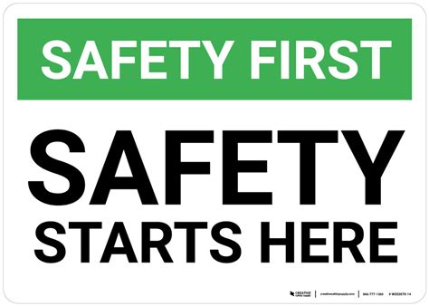 Safety First Safety Starts Here Wall Sign Creative Safety Supply