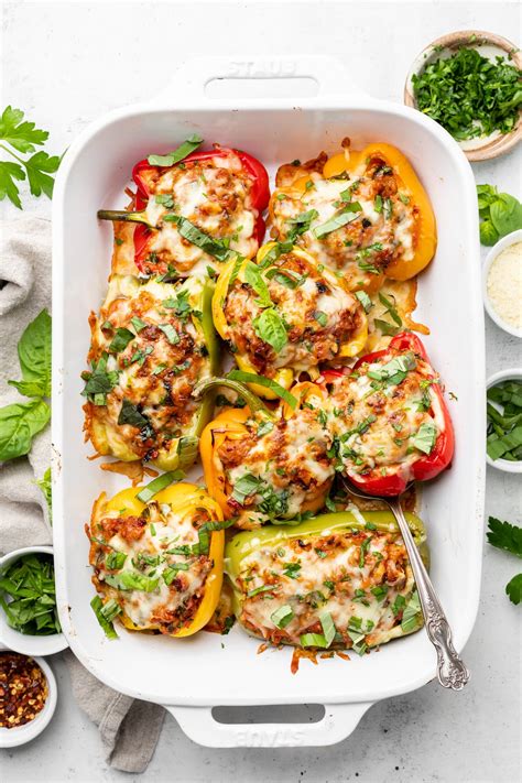 Ground Turkey Stuffed Peppers All The Healthy Things