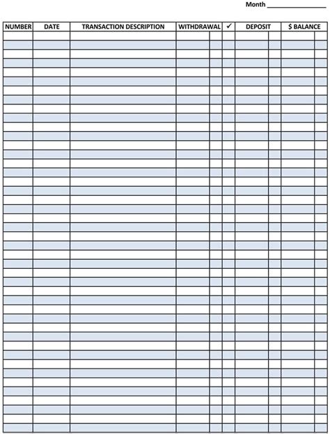 Free Checkbook Register Template Excel