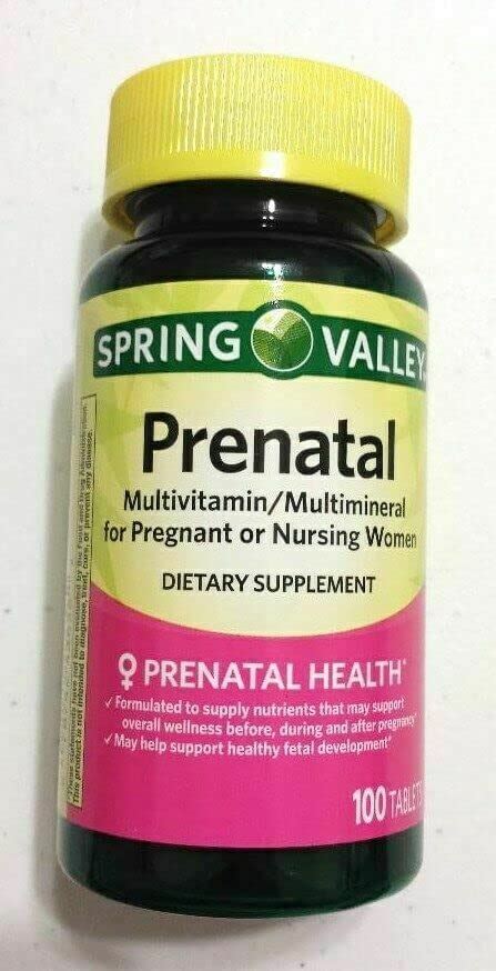 Moringo Spring Valley Prenatal Multivitamin Multimineral And Folic Acid Tablets 100 Ct