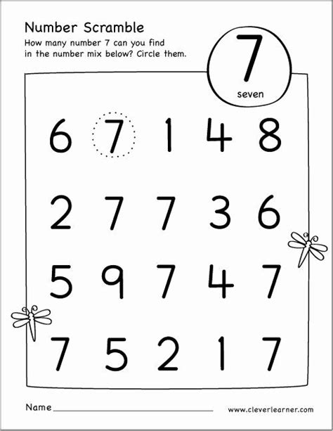 Number 7 Worksheets For Preschoolers Preschool Worksheets Numbers