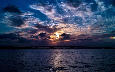 Wallpaper Sunlight Sunset Sea Bay Reflection Sky Sunrise