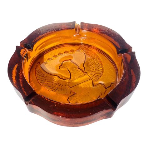 Vintage Extra Large Federal Eagle Amber Glass Ashtray Chairish