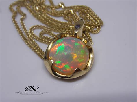 Genuine Opal Pendant Ooak Gold Pendant 14k Aaa Opal Necklace Etsy