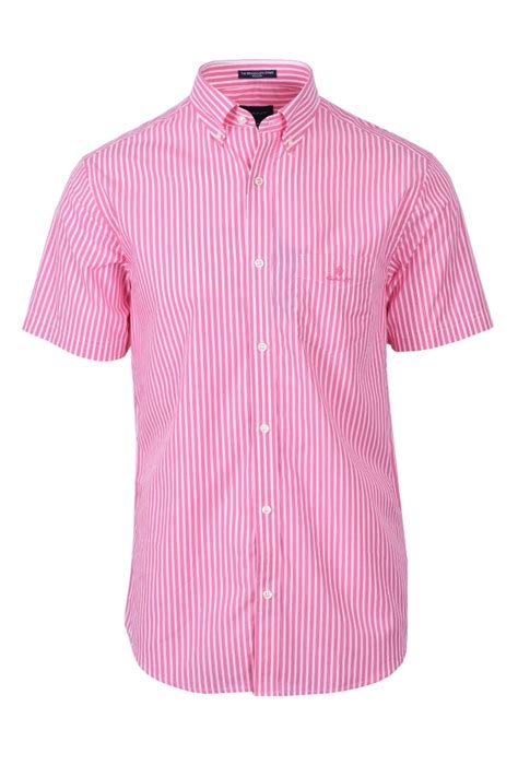 Gant Reg Broardcloth Stripe Bd Ss Shirt Perky Pink