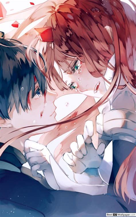 no sound 1920x1080 both zero two and her darling hiro with sakura leaves falling in the background and a lightshaft illuminating them. DARLING In The FRANXX Hiro Wallpapers - Wallpaper Cave