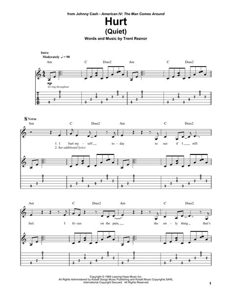 Hurt Quiet By Johnny Cash Guitar Tab Play Along Guitar Instructor