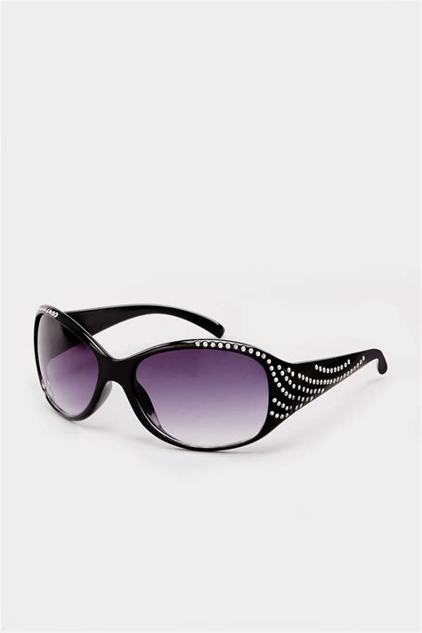 Black Diamante Oversized Sunglasses Long Tall Sally