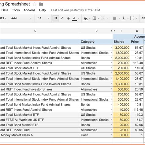 Asset Spreadsheet — Db